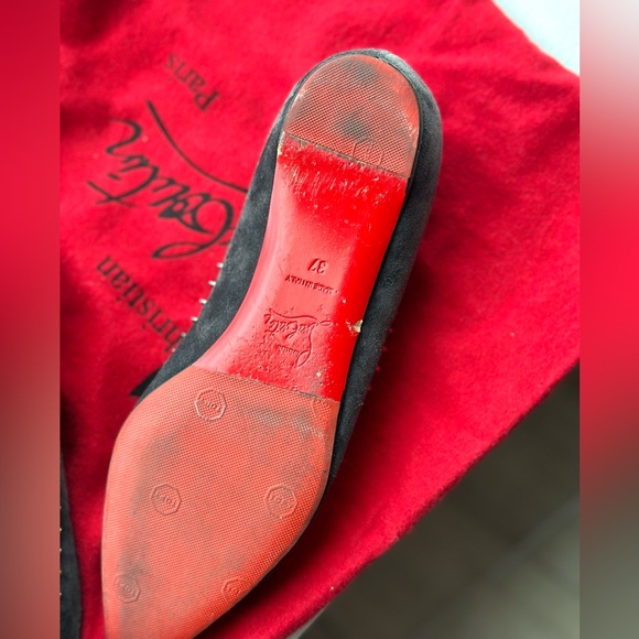 Christian Louboutin Grey Suede Anjalina Ballet Flats - Picture 9 of 11